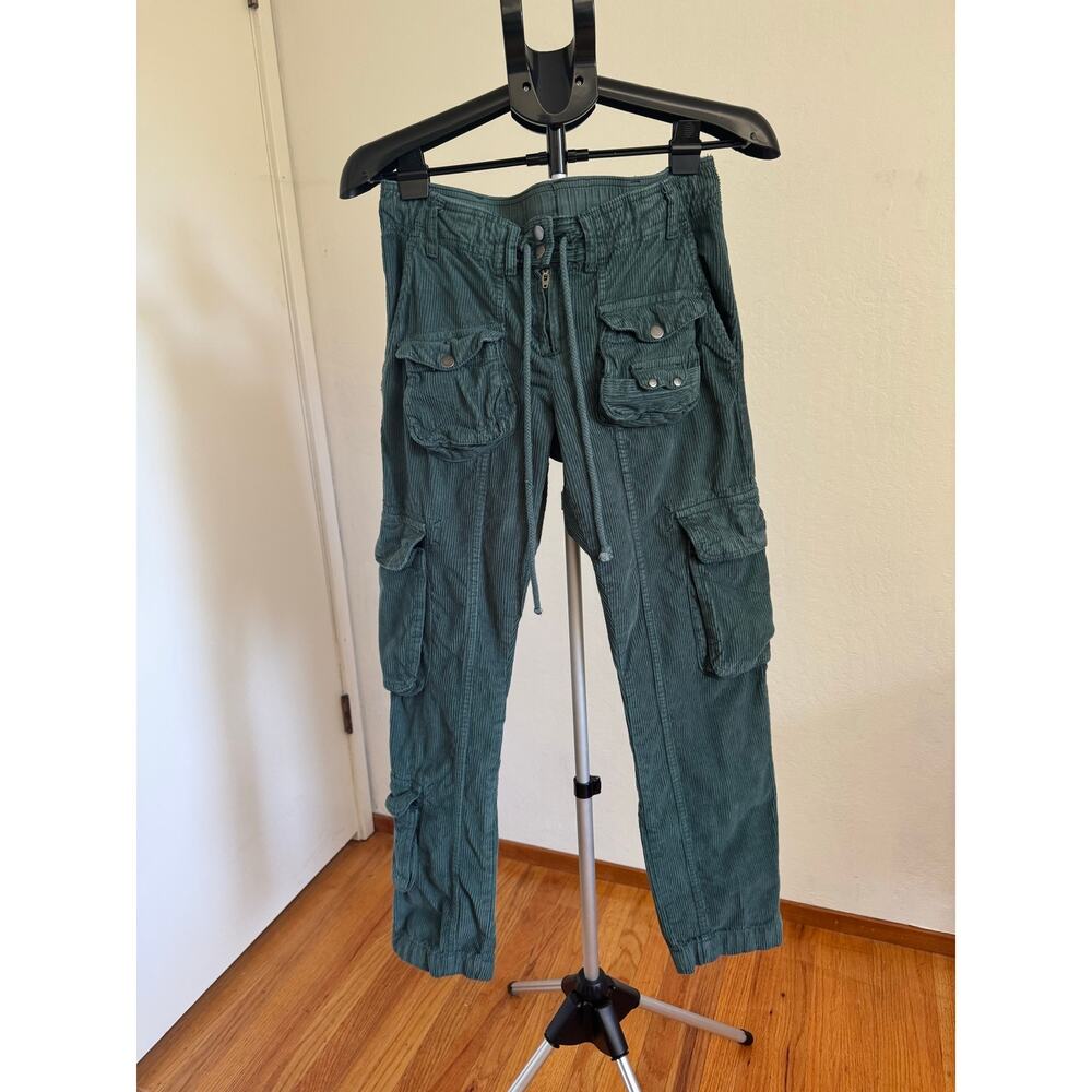 Free People Tahiti Cord Women's Dark Green 100% Cotton Corduroy Cargo Pants - XS